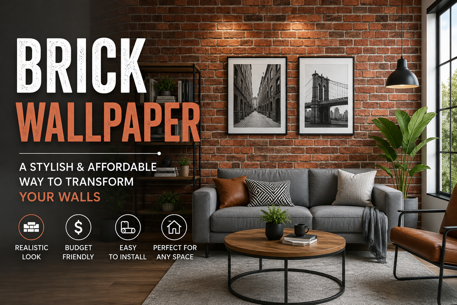 # Brick Wallpaper: A Stylish and Affordable Way to Transform Your Walls Brick wallpaper has become a popular interior design choice for homeowners, renters, and businesses looking to create a stylish and distinctive space without the cost and effort of installing real brick. With realistic textures, colors, and patterns, modern brick wallpaper can give almost any room the appearance of an authentic exposed-brick wall. Whether you prefer a classic red brick look, modern white brick, rustic weathered brick, or an industrial-style design, brick wallpaper offers a wide range of options. It is also easier to install and remove than traditional masonry, making it an attractive choice for people who want to refresh their interiors. ## What Is Brick Wallpaper? Brick wallpaper is a decorative wall covering designed to imitate the appearance of real brick. It is available in different materials, textures, colors, and patterns. Some varieties are completely flat and use high-resolution printing to create a realistic brick appearance, while textured versions have raised surfaces that provide a more three-dimensional effect. Modern printing technology has made brick wallpaper remarkably realistic. High-quality designs can reproduce details such as mortar lines, cracks, shadows, color variations, and weathered surfaces. When installed correctly, brick wallpaper can create the visual impression of a genuine brick wall. Unlike real brick, however, wallpaper is lightweight and does not require construction work. This makes it a convenient option for decorating bedrooms, living rooms, offices, restaurants, retail stores, and other spaces. ## Why Is Brick Wallpaper So Popular? One of the main reasons brick wallpaper has become popular is its ability to completely change the appearance of a room. An ordinary wall can become a dramatic feature wall with relatively little effort. Real exposed brick can be expensive and difficult to create, especially if a home does not already have brick walls underneath the existing finish. Installing real brick may require demolition, masonry work, structural considerations, and professional labor. Brick wallpaper provides a simpler alternative. Homeowners can achieve a similar visual effect without undertaking a major renovation. Another advantage is design flexibility. Brick wallpaper is available in numerous styles, allowing you to choose a design that matches your furniture, flooring, lighting, and overall decorating theme. ## Popular Types of Brick Wallpaper There are many brick wallpaper styles available, and each creates a different atmosphere. ### 1. Red Brick Wallpaper Red brick wallpaper is one of the most recognizable styles. It creates a warm, traditional appearance and works particularly well with rustic, farmhouse, industrial, and vintage interiors. A red brick wall can become an attractive focal point in a living room, kitchen, dining area, or bedroom. ### 2. White Brick Wallpaper White brick wallpaper offers a cleaner and brighter appearance. It is especially useful in smaller rooms because light colors can make a space feel more open. White brick works well with modern, Scandinavian, farmhouse, minimalist, and contemporary decorating styles. ### 3. Gray Brick Wallpaper Gray brick provides a modern and sophisticated appearance. It can work particularly well in offices, entertainment rooms, bedrooms, and contemporary living spaces. Depending on the shade and pattern, gray brick wallpaper can create anything from a soft neutral background to a dramatic industrial accent wall. ### 4. Rustic Brick Wallpaper Rustic brick wallpaper usually features uneven colors, distressed surfaces, aged textures, and weathered details. It is a good choice for people who want an old-fashioned or farmhouse-inspired appearance. This style can add character to a room without making the space look overly polished. ### 5. Industrial Brick Wallpaper Industrial brick designs are often associated with loft apartments, warehouses, cafes, studios, and modern offices. They typically feature exposed-brick patterns with darker colors and weathered textures. Pairing industrial brick wallpaper with metal furniture, wood accents, and simple lighting can create a strong urban aesthetic. ## Where Can You Use Brick Wallpaper? One of the biggest benefits of brick wallpaper is its versatility. It can be used in many different areas of a home or commercial property. ### Living Room A brick wallpaper accent wall can make a living room more visually interesting. Consider placing it behind a television, sofa, fireplace, or bookshelf. Red brick can create a warm atmosphere, while white or gray brick can provide a more modern appearance. ### Bedroom Brick wallpaper can also be used to create an attractive bedroom feature wall. Installing it behind the bed can provide a natural focal point. For a relaxing bedroom, consider softer white, cream, or light-gray brick patterns. Darker brick designs can create a dramatic and sophisticated look. ### Kitchen Brick patterns can complement kitchens with wood cabinets, metal fixtures, or industrial-style lighting. A brick-look wall can add texture and warmth without requiring actual masonry. However, when choosing wallpaper for a kitchen, consider moisture and heat exposure. Always follow the manufacturer's recommendations regarding where the product can safely be installed. ### Home Office Brick wallpaper can give a home office a professional yet creative appearance. Gray or neutral brick designs are especially suitable for workspaces because they can provide visual interest without overwhelming the room. ### Restaurants and Retail Spaces Businesses can also use brick wallpaper to create a memorable interior. Cafes, restaurants, salons, boutiques, and retail stores often use brick-style walls to create an inviting atmosphere. The right design can help establish a particular brand identity and make a space more visually appealing. ## Benefits of Brick Wallpaper Brick wallpaper offers several practical and decorative benefits. ### Affordable Alternative to Real Brick Real brick installation can involve materials, labor, demolition, and cleanup costs. Brick wallpaper can provide a similar visual style at a lower overall cost. The exact price depends on the material, quality, brand, size, and installation method. ### Easy Installation Many brick wallpaper products are designed for relatively simple installation. Depending on the product, you may find peel-and-stick wallpaper or traditional wallpaper that requires adhesive. Peel-and-stick options can be especially convenient for renters or people who frequently change their interior design. ### Lightweight Unlike real bricks, wallpaper adds very little weight to a wall. It does not require masonry work or structural reinforcement simply to create a decorative brick appearance. ### Wide Variety of Designs Brick wallpaper comes in numerous colors, textures, patterns, and finishes. This makes it easier to find a design that matches your personal taste. ### Easy to Update Interior design trends change over time. Wallpaper allows you to change the appearance of a wall without committing to a permanent construction project. ## How to Choose the Right Brick Wallpaper Choosing the right brick wallpaper involves more than simply selecting a color. Consider the size of your room, existing furniture, lighting, and overall decorating style. First, think about the atmosphere you want to create. If you want a warm and traditional appearance, red or brown brick may be appropriate. If you prefer a clean and modern style, white or light-gray brick may work better. Next, consider the scale of the brick pattern. Large brick patterns can make a strong visual statement, while smaller patterns may provide a more subtle appearance. You should also examine samples before covering an entire wall. Wallpaper can look different under various lighting conditions. A sample can help you determine whether the color and texture work with your existing interior. Finally, check the product specifications. Pay attention to installation requirements, durability, cleaning instructions, and whether the wallpaper is suitable for the room where you intend to use it. ## How to Install Brick Wallpaper The installation process depends on the type of wallpaper you purchase, but proper wall preparation is important. Start by cleaning the wall and removing dust, dirt, grease, and loose material. The surface should generally be smooth and dry. Repair significant holes or cracks before installation. Measure the wall carefully and plan where each panel or strip will go. If the wallpaper has a repeating brick pattern, pay particular attention to pattern alignment. For peel-and-stick wallpaper, gradually remove the backing while pressing the wallpaper onto the wall. Use a wallpaper smoothing tool to reduce bubbles and wrinkles. Traditional wallpaper may require adhesive. Follow the manufacturer's installation instructions carefully because different products can have different requirements. Take your time around corners, outlets, windows, and doors. Careful installation can make a significant difference in the final appearance. ## How to Make Brick Wallpaper Look Realistic The key to making brick wallpaper look convincing is attention to detail. Choose a high-quality design with realistic colors and texture. Avoid patterns that look overly repetitive or artificial. Proper alignment is also important. If the brick pattern does not line up correctly between strips, the wall may look less realistic. Lighting can make a major difference as well. Warm lighting can emphasize the texture and colors of brick wallpaper, while natural light can highlight subtle details. Furniture and decorations should complement the wall rather than compete with it. Wood furniture, metal accents, neutral fabrics, and simple decorations can work particularly well with brick designs. ## Brick Wallpaper vs. Real Brick Real brick and brick wallpaper both have advantages. Real brick provides authentic texture, durability, and a permanent architectural appearance. However, it can be expensive, heavy, and difficult to install. Brick wallpaper is lightweight, flexible, affordable, and much easier to change. It does not provide the same physical texture as genuine masonry unless you choose a highly textured product, but modern designs can still create a convincing appearance. For homeowners who want the look of brick without a major renovation, wallpaper can be a practical solution. ## Cleaning and Maintaining Brick Wallpaper Proper maintenance can help brick wallpaper remain attractive for years. Always follow the manufacturer's cleaning instructions. For many wallpaper products, gentle dusting or wiping with a slightly damp cloth may be appropriate. Avoid harsh chemicals, abrasive cleaners, or excessive moisture unless the manufacturer specifically states that they are safe. Keep an eye out for peeling edges, especially in areas with humidity or frequent contact. Address small problems early to prevent them from becoming larger. ## Final Thoughts Brick wallpaper is a versatile decorating solution that can add texture, character, and personality to almost any interior. From traditional red brick to bright white, modern gray, rustic, and industrial designs, there are options for virtually every decorating style. Its affordability, lightweight construction, wide range of designs, and relatively simple installation make it an appealing alternative to real brick. Whether you are updating a living room, bedroom, kitchen, home office, or commercial space, a well-chosen brick wallpaper can create an eye-catching transformation. Before purchasing, consider the room's lighting, existing colors, furniture, wall condition, and desired atmosphere. Choose a quality product, prepare the wall properly, and follow the manufacturer's installation and care instructions. With the right design and installation, brick w